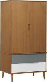 vidaXL MOLDE barna tömör fenyőfa gardrób 90 x 55 x 175 cm
