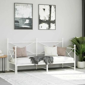 Daybed with Trundle without Mattress White 80x200 cm acél