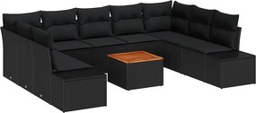 vidaXL Kerti Kanapé Szett 10 pcs Fekete