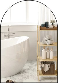 HOMCOM Fürdőszoba Tükör 50 x 70 cm, Ütésálló Fóliával, Alumínium Keretes Fürdőszoba Tükör, Fali Tükör Fürdőszobába, Hálószobába, Fekete | Aosom
