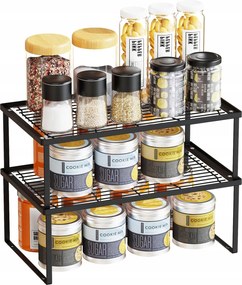 Konyhai rendszerező Fém Konyhai könyvespolc Összecsukható Fekete 2 db