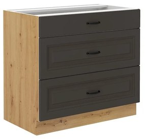Alsó konyhaszekrény fiókokkal Vintageline 80 D 3S BB (artisan tölgy + grafit) . 1103344