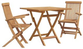 vidaXL Kert étkező szett 3 pcs Barna Tömör Akácfa
