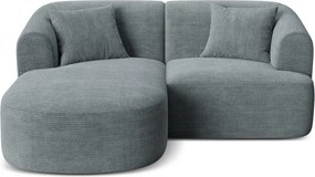 Sötétszürke kordbársony sarokkanapé (bal oldali-heverő résszel) Campi – Cosmopolitan Design