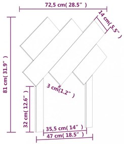fekete tömör fenyőfa ágyfejtámla 72,5x3x81 cm