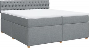vidaXL világosszürke szövet rugós ágy matraccal 200 x 200 cm