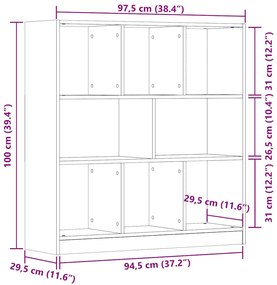 antik fa színű szerelt fa könyvszekrény 97,5 x 29,5 x 100 cm