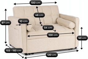 Dönthető, alvófunkciós fotel corra bézs, fotel