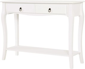 HOMCOM Konzol Asztal - Elegáns Tányér és Konyhai Asztal Fiókokkal és Polccal - 100x33x75 cm Fehér Fényes Fa | Aosom