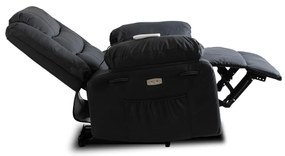 Elektromosan Vezérelhető Masszázsfunkciós Relaxfotel Fekete Színben. JASPER