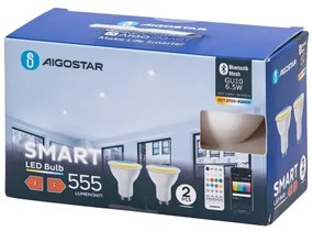2 db-os szett: dimmelhető MESH Smart LED-izzó GU10/6,5W/230V 2700-6500K + távirányító - Aigostar