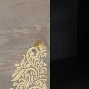 Széf polcokkal Szürke és Arany 80 x 33.5 x 75 cm Tömör mangófa