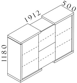 Lineart közepes szekrény 191,2 x 50 x 118 cm, bodza sötét / fehér