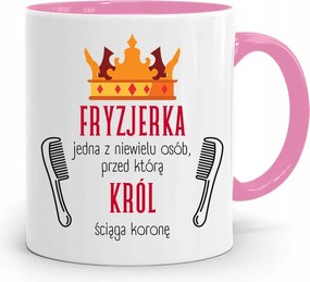 Rózsaszín Bögre Fodrásznak A Király Lehúzza A Koronát fényképes nyomtatással