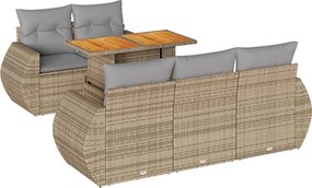 vidaXL 6 részes bézs polyrattan kerti ülőgarnitúra párnával