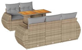 vidaXL 6 részes bézs polyrattan kerti ülőgarnitúra párnával
