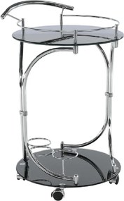 Zsúrasztal, fekete üveg + fém (króm), VESNA