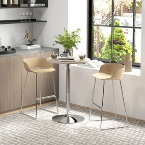 HOMCOM Kerek Bárasztal Magas Konyhai Asztal Magasságállítás 69-91 cm 360° Forgó Asztallappal Természetes és Szürke Acél Alap | Aosom