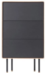 Fekete-natúr színű tölgyfa magas komód 60x100 cm Fina – Gazzda