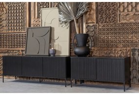 Fekete borovi fenyő TV-állvány 150x56x44 cm Gravure – WOOOD
