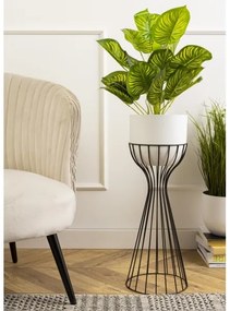 Fém virágcserép LOFT 68x20 cm fekete/fehér