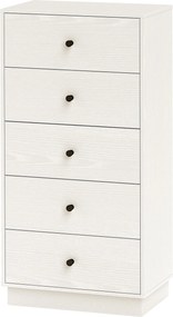 HOMCOM 5 Fiókos Világos Színű Ágyneműtartó Éjjeliszekrény Antisszézős Magas Fiókos Szekrény 47x29x95 cm | Aosom