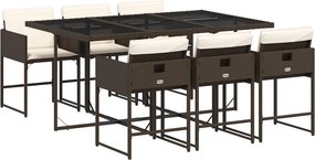 vidaXL 7 részes barna polyrattan kerti étkezőgarnitúra párnával