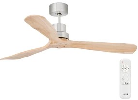 FARO Barcelona FARO 33373DC - Mennyezeti ventilátor LANTAU fa/matt króm á. 132 cm + távirányítás 33373DC