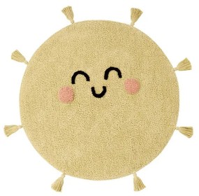 Sárga mosható kézi szövésű pamut gyerek szőnyeg ø100 cm You're My Sunshine – Lorena Canals