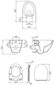 Cersanit Moduo, System50 MECH süllyesztett keret + Moduo Plus CleanOn fali WC csésze + MOVI II króm gomb, S701-769
