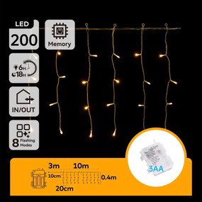 Aigostar - LED kültéri karácsonyi fényfüzér 200xLED/8 üzemmód 13x0,4m IP44 meleg fehér