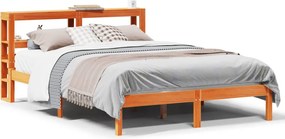 vidaXL viaszbarna tömör fenyőfa ágykeret fejtámlával 140 x 190 cm