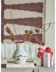 Fehér agyagkerámia váza karácsonyi mintával (magasság 16 cm) Yule – Bloomingville