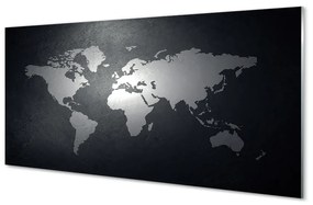 Akrilkép Fekete háttér Fehér térkép 100x50 cm