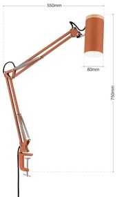 Orion - GILI csíptetős asztali lámpa 1xE27/40W/230V, téglavörös