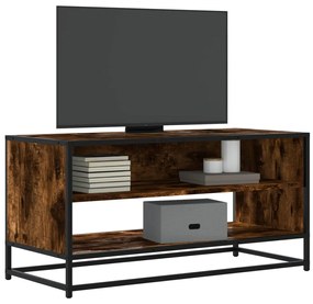 füstös tölgy színű szerelt fa és fém TV-szekrény 91x40x46 cm