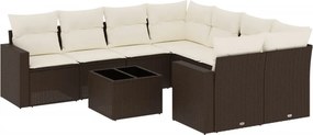 vidaXL 9 részes barna polyrattan kerti ülőgarnitúra párnákkal