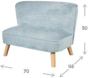 Világoskék bársony gyerek kanapé 70 cm Lil Sofa – Roba