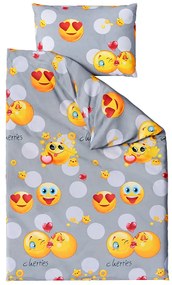 EMOJI szürke pamut ágyneműhuzat