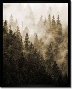 Poszter fekete keretben 40x50 Tájkép Szépia Hegyek Köd