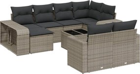 vidaXL 11 részes szürke polyrattan kerti ülőgarnitúra párnákkal