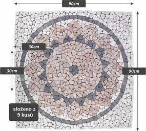 Márvány mozaik nap motívum 90 x 90 cm