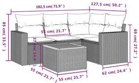 5 részes bézs polyrattan kerti ülőgarnitúra párnákkal