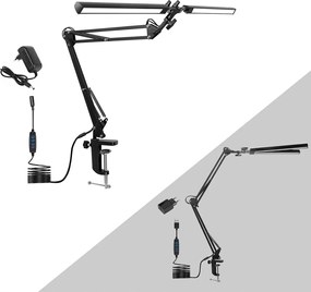 Dupla LED-es asztali lámpa Erős 24W Állítható 3 szín Usb