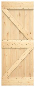 tömör fenyőfa tolóajtó fémszerelék-szettel 70 x 210 cm