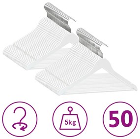 50 db fehér csúszásmentes keményfa ruhaakasztó