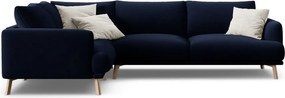 Sötétkék bársony sarokkanapé (bal oldali-L alakú) Naomi – Micadoni