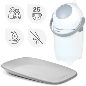 Nattou - Pelenkázó és pelenkázó alátét SOFTY 50x70 cm fehér/szürke VP-F188651