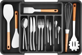 Rendszerező Betét Fiókba 6 Rekesszel Evőeszköz Tartó Fekete