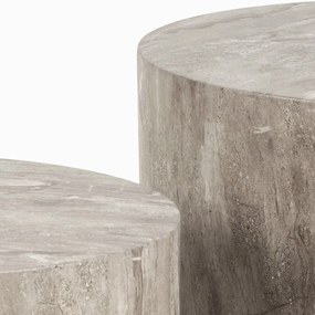 Szürke kerek dohányzóasztal szett kő dekorral, 2 db-os ø 58 cm Dice – Actona